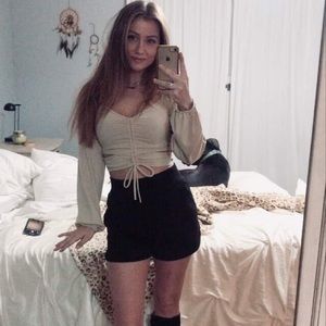 Cut Out Long Sleeve Knit Crop Top